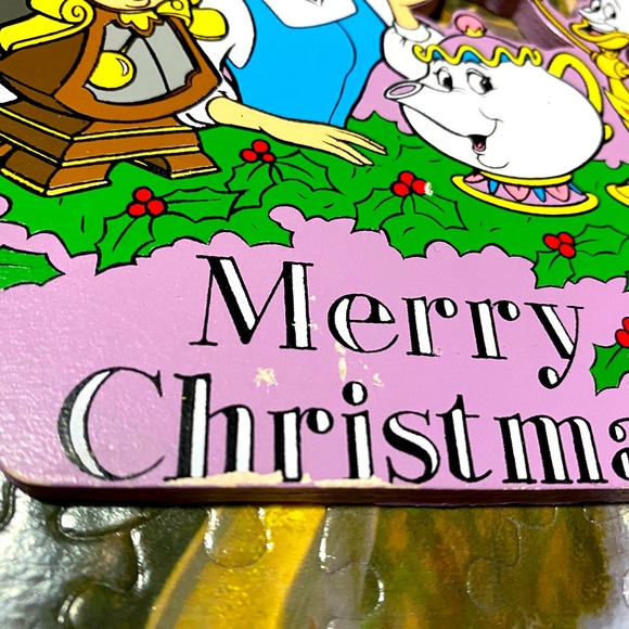 DISNEY’S BEAUTY & THE BEAST VTG 90s KURT ALDER HANDCRAFTED WOODEN XMAS ORNAMENTS - Picture 8 of 12